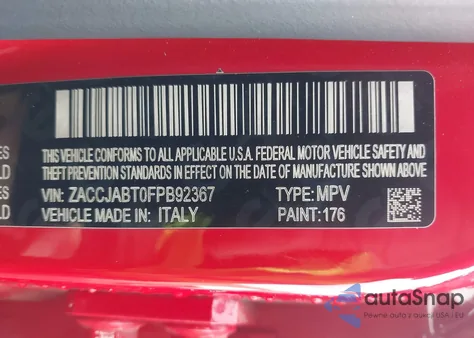 2015 Jeep Renegade Latitude from USA, damaged, VIN ZACCJABT0FPB92367